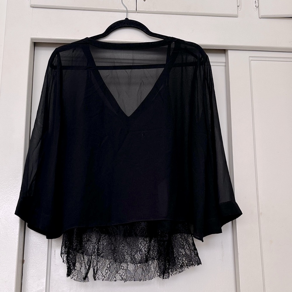 Zara Black Sheer Lace Blouse